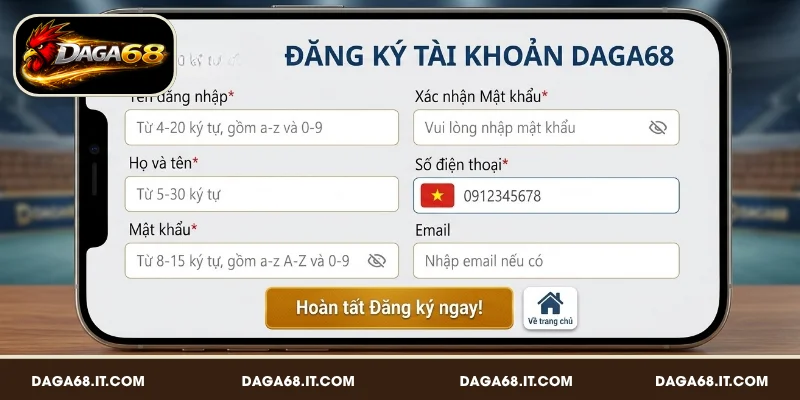 Đăng ký DAGA68 trên app nhanh, tốc độ