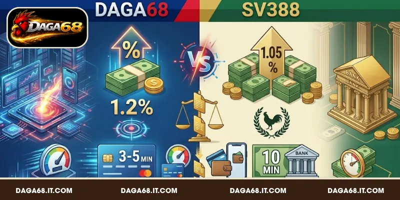 So sánh DAGA68 và SV388 về tỷ lệ thưởng và phương thức thanh toán